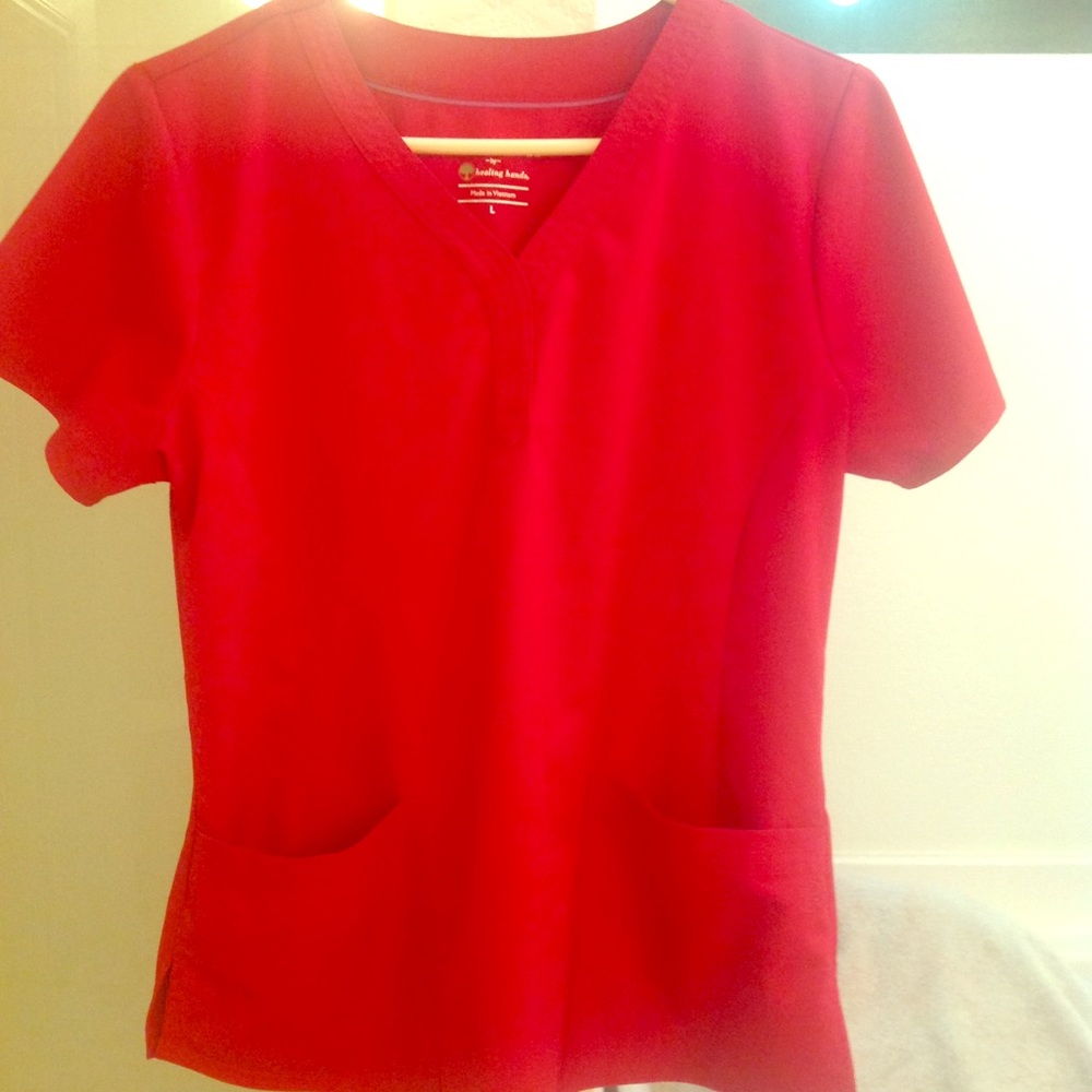 Healing Hands Medical Scrub Top Large in RED